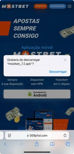 Instale aplicativo Mostbet para Android